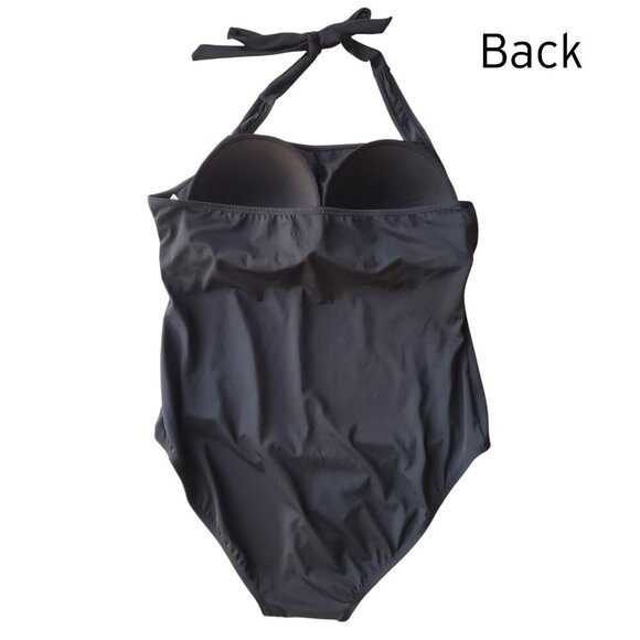 AmberNoon II NWOT One-Piece Halter Top Swimsuit in Black Size 20W - Picture 3 of 16